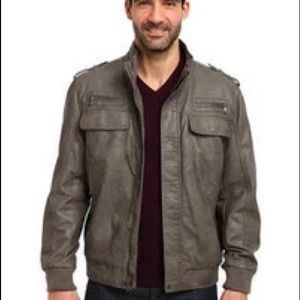 Calvin Klein Men’s Faux Leather Bomber Jacket